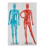 Manekin żeński abstrakcyjny galwaniczny błyszczący czerwony niebieski