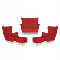 Zestaw uszak Gaja ekoskóra skaj sofa fotele pufy czerwony