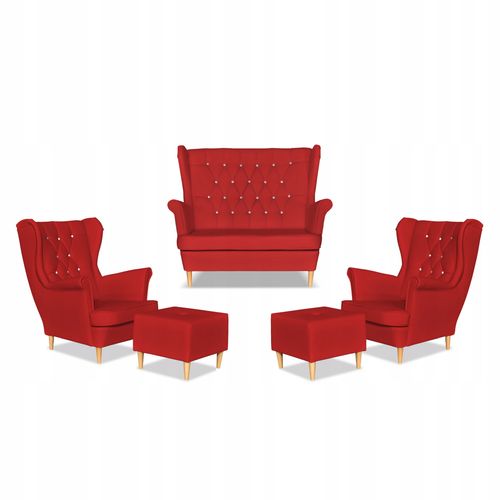 Zestaw uszak Gaja ekoskóra skaj sofa fotele pufy czerwony na Arena.pl