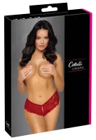 cottelli lingerie figi koronkowe czerwone l z otwartą konstrukcją