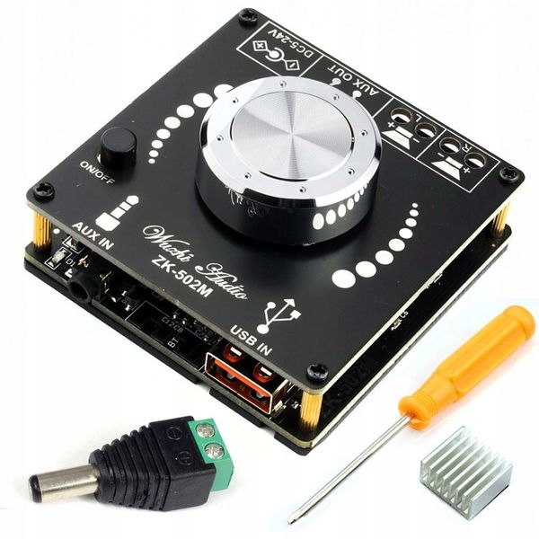 Wzmacniacz audio bluetooth 2x50W AUX USB ZK-502M zdjęcie 1