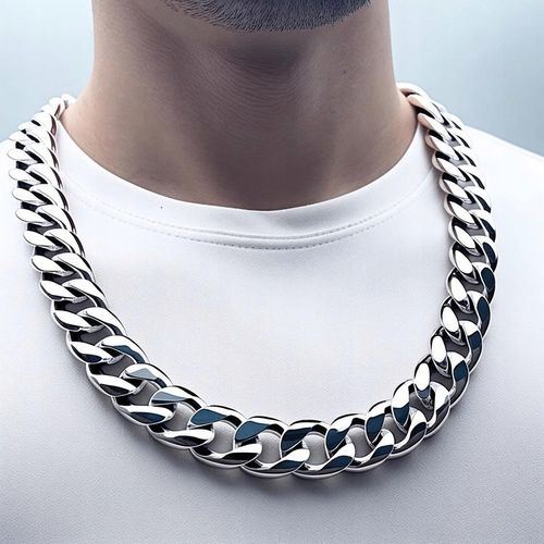 Łańcuszek Naszyjnik Męski Srebrny Gruby 9mm Łańcuch Na Prezent Kubański na Arena.pl