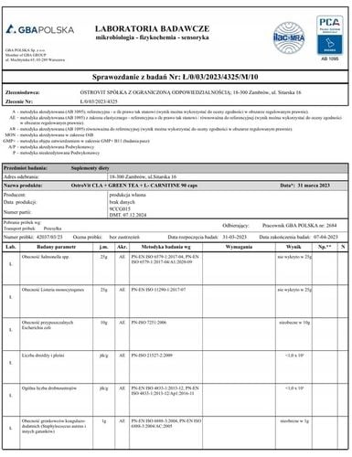 OstroVit CLA + Zielona Herbata + L-Karnityna 90 kap REDUKCJA Green Tea na Arena.pl