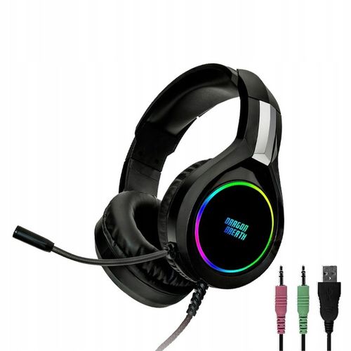 DRAGON BREATH PODŚWIETLANE SŁUCHAWKI NAUSZNE GAMINGOWE RGB Z MIKROFONEM na Arena.pl