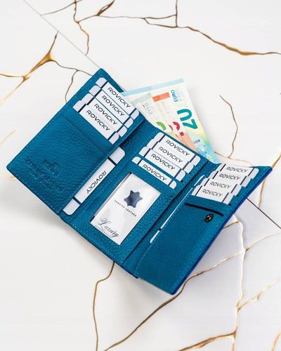 skórzany portfel damski na bigiel i zatrzask ze wzorem fal - lorenti na Arena.pl