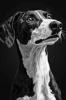 Plakat 40x60cm Portret Zwierząt do Salonu Pokoju | Greyhound | Czarno Białe