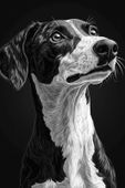 Plakat 40x60cm Portret Zwierząt do Salonu Pokoju | Greyhound | Czarno Białe