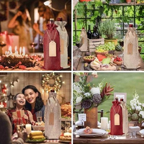 12X WORKI JUTOWE TOREBKI NA WINO POKROWCE NA BUTELKI WINA ZE SZNURKAMI TAGI na Arena.pl