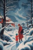 Plakat 68x101cm Matka i Dziecko w Śnieżnej Krainie