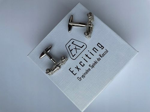 Spinki do mankietów EXC Bolid Wyścigówka Formuła 1 Gokart Srebrna Strzała na Arena.pl