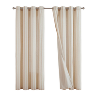 Zasłona Woalowa na Przelotkach 130x245 cm Beżowa w Paski do Salonu 1 Szt