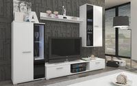 Meblościanka do salonu biała meble do pokoju różne wzory komplet mebli