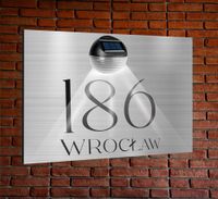 TABLICZKA ADRESOWA oświetlona numer domu dibond SREBRNA różne wzory 40x30