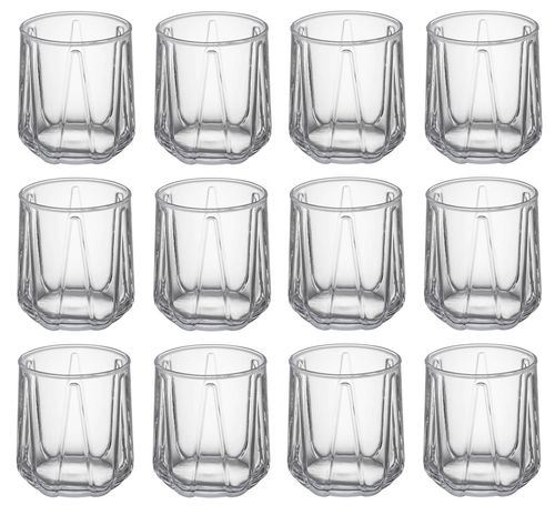 Komplet zestaw 12 szklanek do napojów wody drinków 360 ml geometryczny wzór na Arena.pl