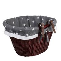 WIKLINOWY KOSZ NA ROWER OBSZYTY KOSZ ROWEROWY MONTOWANY NA KIEROWNICY z dwoma skóranymi paskami 42X37 H24 CM