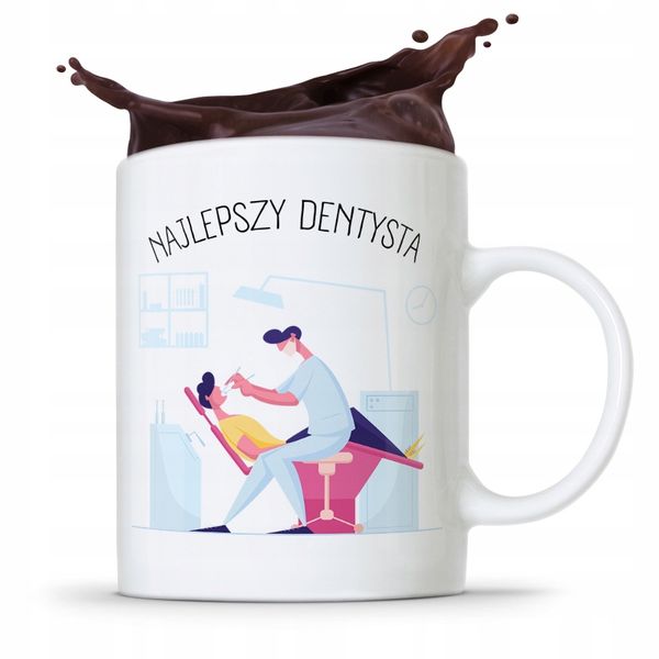 Kubek Prezent Dla Dentysty Gotowy By Pomagać Z Nadrukiem Ze Zdjęciem zdjęcie 1