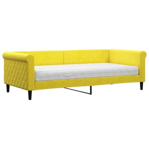 Sofa z materacem do spania, żółta, 90x200 cm, aksamit na Arena.pl