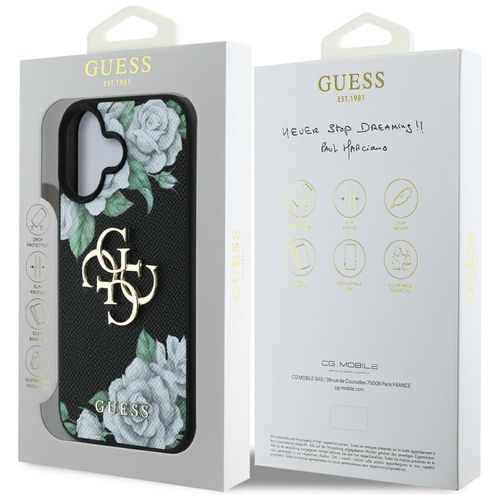 etui guess grained roses big 4g logo do  iphone 16 czarny na Arena.pl