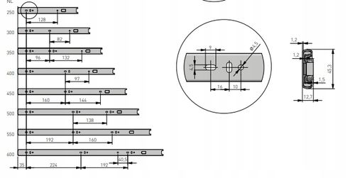 VERSALITE PLUS + prowadnica meblowa kulkowa 40 KG - 45 x 500 x 12,7 mm na Arena.pl
