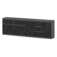 Komoda Szafka 240cm Do Salonu Duża Pojemna 6 Szuflad Szara San Sebastian