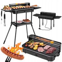 Grill Elektryczny Stojący Ogrodowy Stołowy Płyta Grillowa 2200W Termostat