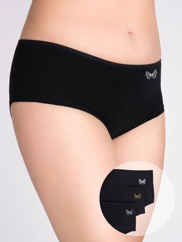 Figi damskie midi bawełniane motylki czarne 3PAK M YOCLUB na Arena.pl
