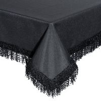 Ekskluzywny obrus z taśmą z frędzelkami gładki JASPER 140X280 czarny