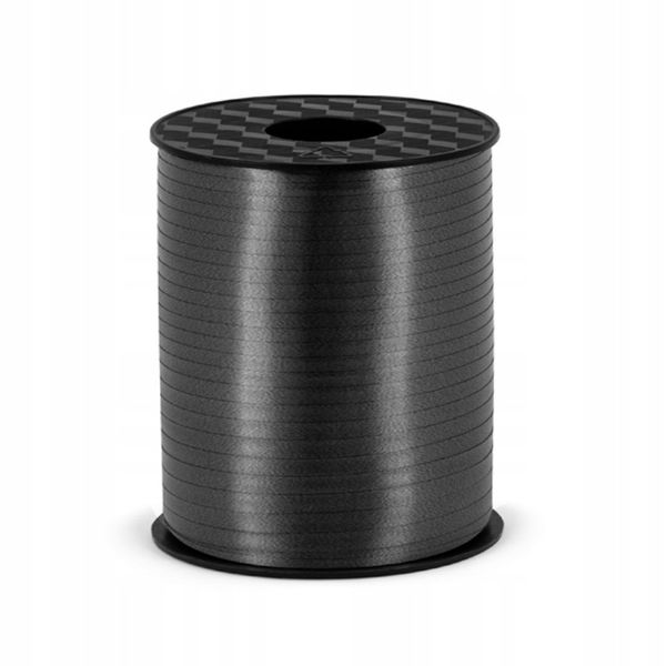 WSTĄŻKA DO BALONÓW CZARNA SATYNOWA URODZINY 225M zdjęcie 1