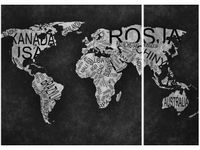 70X50CM WORLD MAP DWÓJ OBRAZ NIESYMETRYCZNY