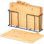 4x Deski Kuchenne do Krojenia Bambusowe Drewniane Zestaw Desek w Stojaku
