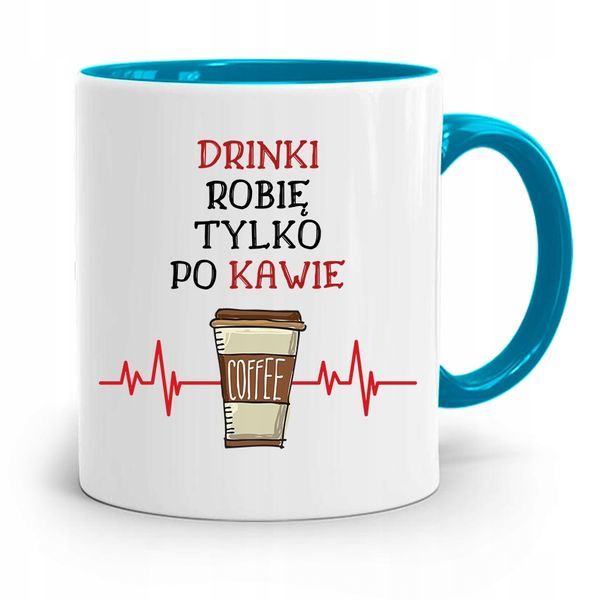 Kubek Błękitny Dla Barmana Tylko Po Kawie Prezent Z Nadrukiem Ze Zdjęciem zdjęcie 1