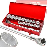 KLUCZE NASADOWE 21ele 19-50mm 3/4" metal owa walizka