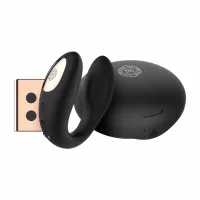 rosy gold c-shape black - bezprzewodowy masażer z etui ładowania