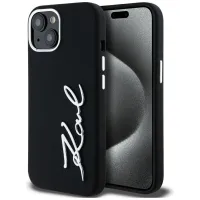 Etui Karl Lagerfeld Silicone Metal Script Logo na iPhone 15 - czarne