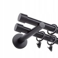 NOWOCZESNY KARNISZ PODWÓJNY SIMPLE CICHE KÓŁKA 19mm / 220cm CZARNY MAT