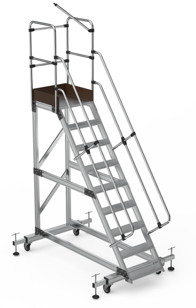 Drabina magazynowa podest jezdny HIGHER 87PRO 8708 8 stopni + podest zdjęcie 1