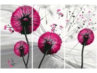 60 90CM OBRAZ 3 ELEM DMUCHAWCE AMARANCIE DRUK PŁÓTNO RAMA