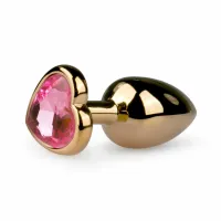 rimba aluminium heart crystal plug - model z kryształkiem, rozmiar s
