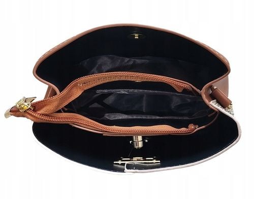 Torebka Damska na Ramię Brązowa Kremowa Jasna Elegancka Pojemna Wizytowa na Arena.pl