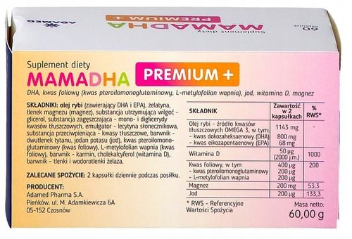 MamaDHA Premium+ DHA witaminy dla mamy 120kapsułek na Arena.pl