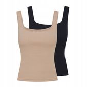 2-pak Podkoszulki damskie bawełniane czarny i beżowy Henderson Farom S