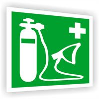 Tabliczka ewakuacyjna z nadrukiem 10x10 cm Resuscytator tlenowy
