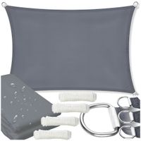 Duży żagiel przeciwsłoneczny ogrodowy wodoodporny 3x5 m szary mocny markiza