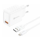 ładowarka sieciowa foneng eu54 18w usb-a,  3a (biała) + kabel usb-a