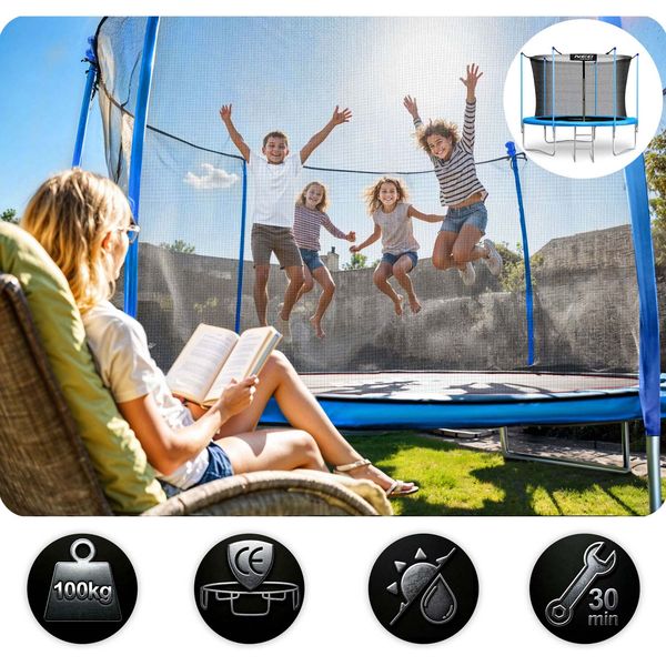 Trampolina ogrodowa 8ft/252cm z siatką wewnętrzną i drabinką Neo-Sport zdjęcie 8