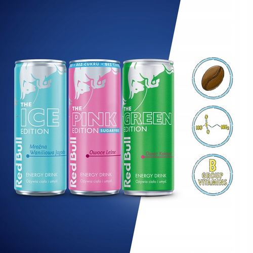 RED BULL Napój energetyczny mix smaków Ice, Pink, Green 24x250ml ZESTAW na Arena.pl
