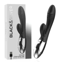 black & silver kaleb vibe dwusilnikowy model silikonowy 20 cm usb