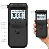 Alkomat elektroniczny cyfrowy LCD tester trzeźwości z 5 ustnikami czarny