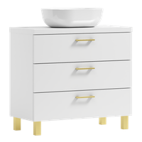 Szafka łazienkowa ROMA 80 biały/GOLD z umywalką Blanco