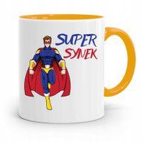 Kubek Żółty Prezent Dla Syna Dziecka Super Synek Z Nadrukiem Ze Zdjęciem